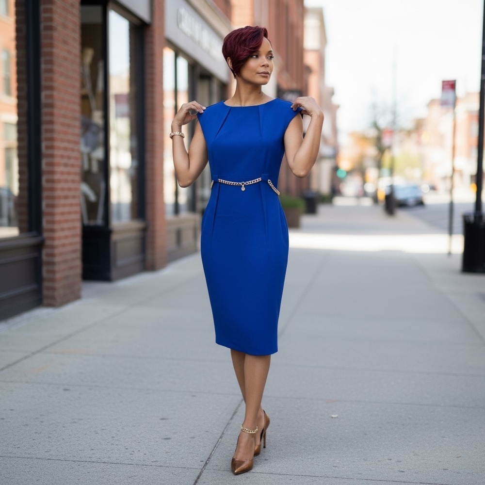 Calvin Klein Collection Cobalt Blue Midi Dress